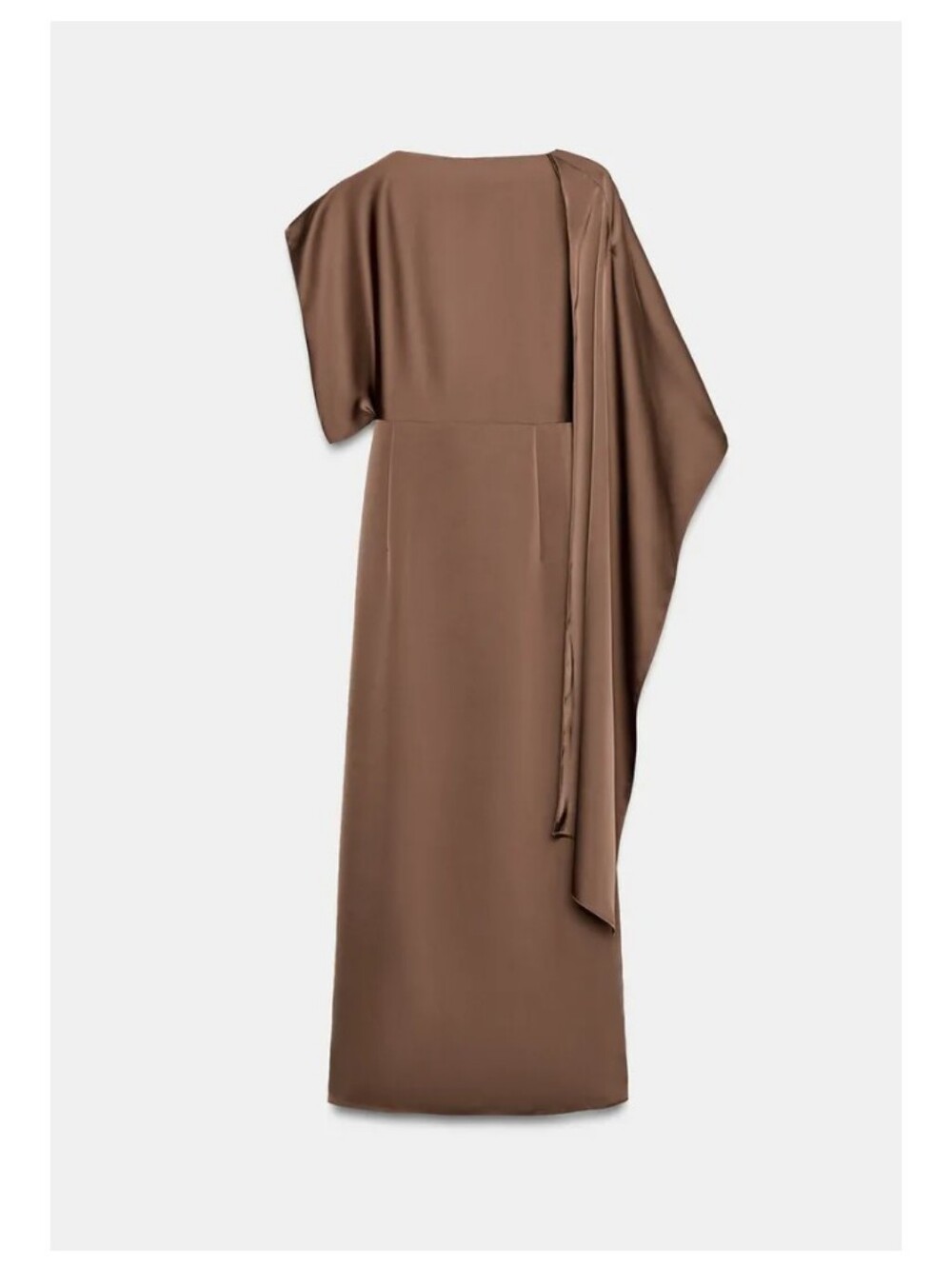 Zara Satin Effect Cape Brown Midi Dress - Picture 10 of 10